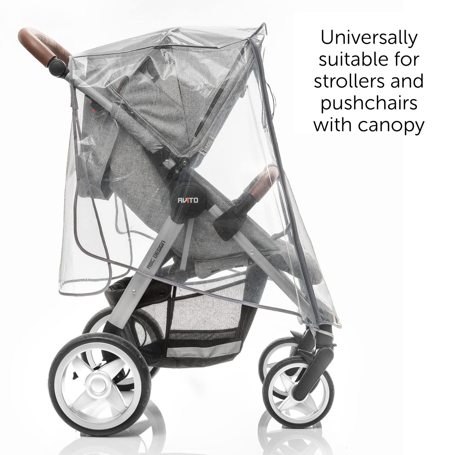 Zamboo Universal Rain Cover for Pushchair and Pram with Zip Opening - Transparent Weather Shield for Stroller and Buggy