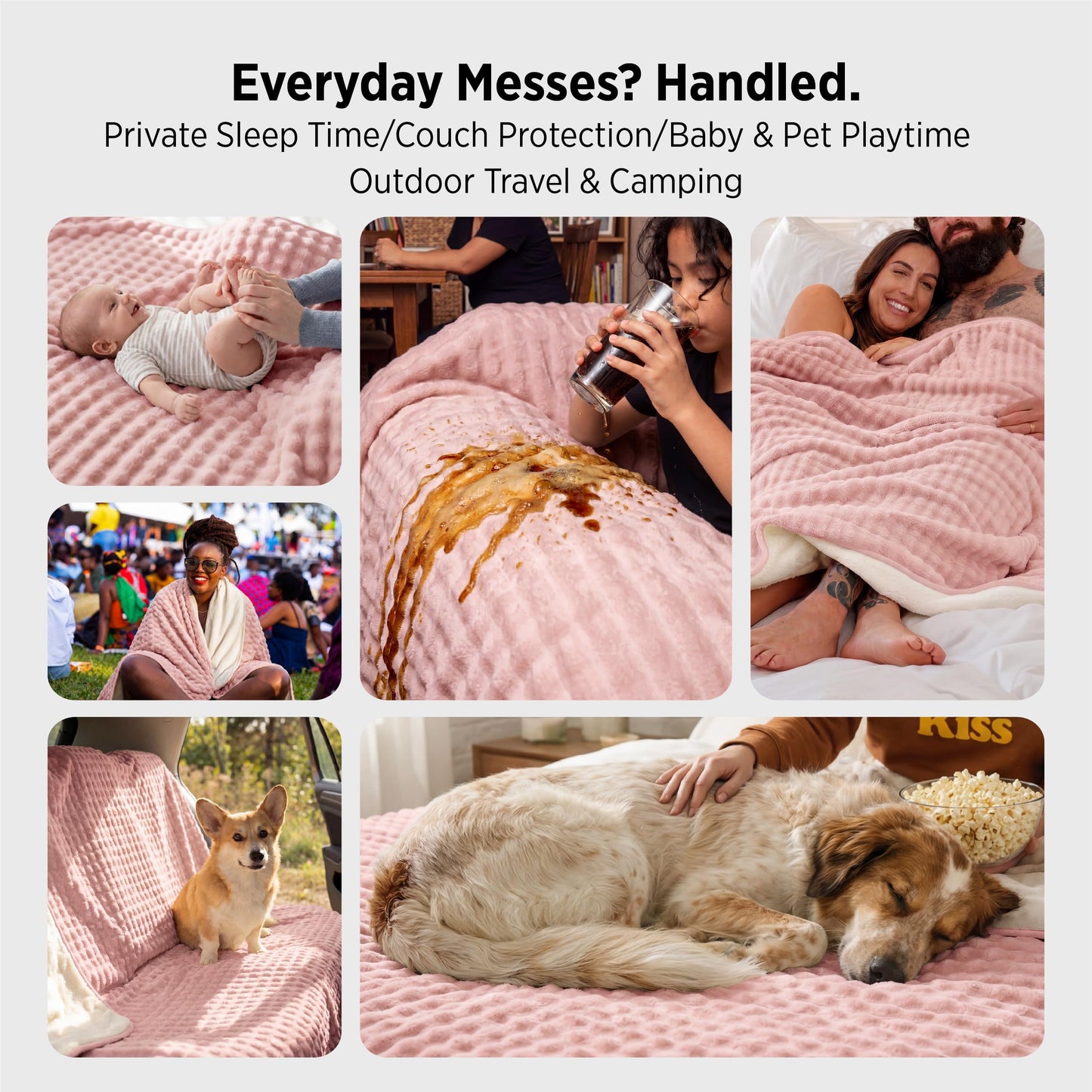 Bedsure GentleSoft Blanket for Couch & Bubble Waterproof Blanket for Couch Twin Pink 60x80inch