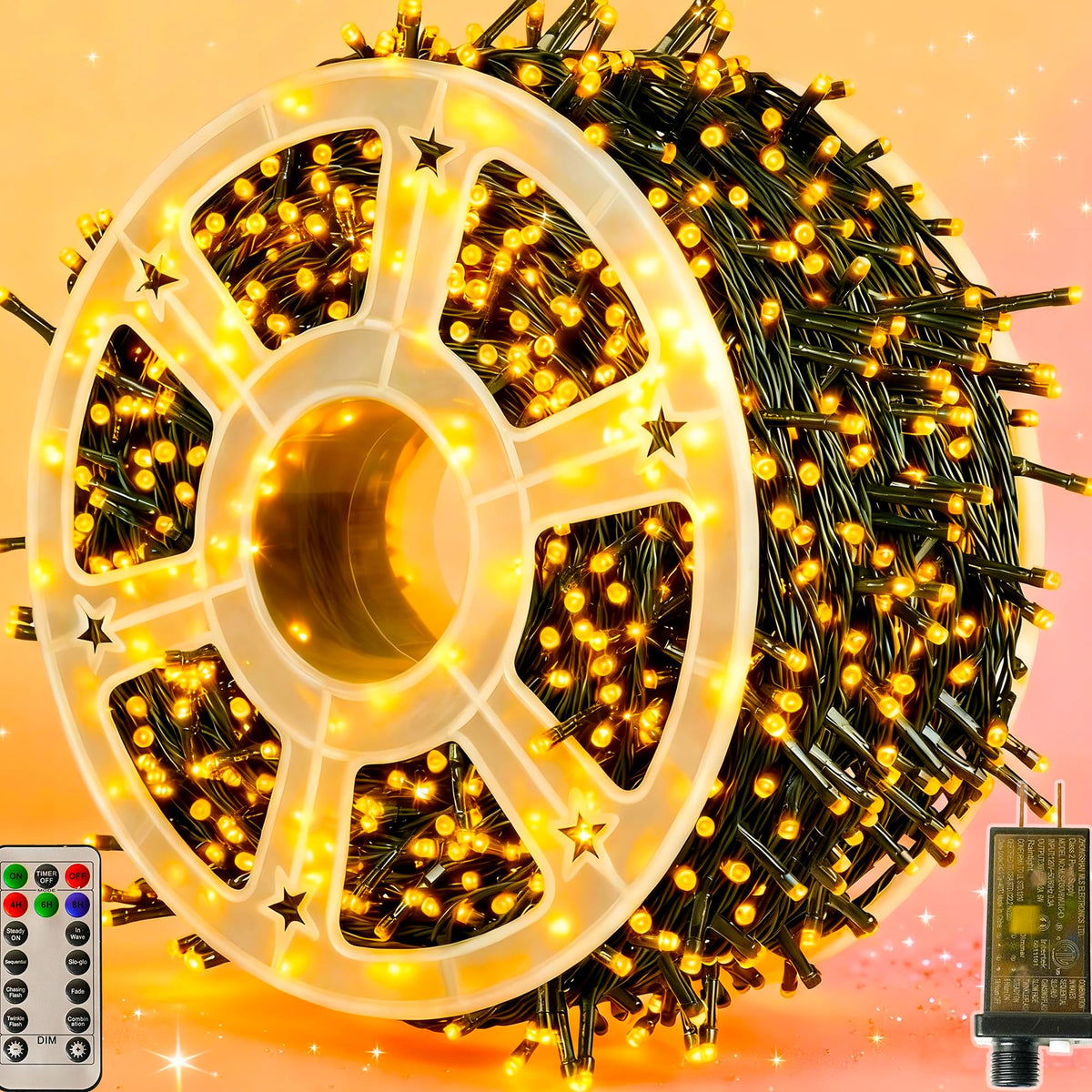 Domolli Christmas Lights 500LED 164 FT, Waterproof Christmas Tree Lights with 8 Modes, Remote Control 3 Timers & Memory Function Xmas Decorations for House and Holiday (Warm White)