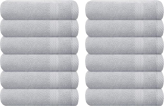 GLAMBURG Ultra Soft 12-Piece Washcloths Set 13x13-100% Ringspun Cotton