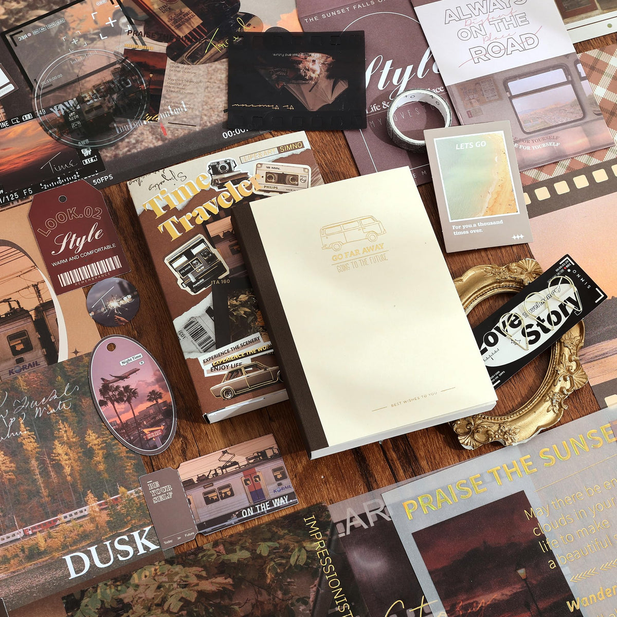 Scrapbooking Supplies Kit, Aesthetic Daily Life Travel Scrapbook Kit for Bullet Junk Journal, Stationery, A6 Grid Notebook, Flower DIY Journaling Supplies, Birthday Craft Gift Teen Girl Women