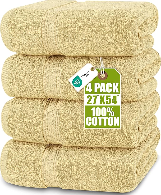 Utopia Towels 4 Pack Premium Bath Towels Set, 27 by 54 Inches, 100% Ring Spun