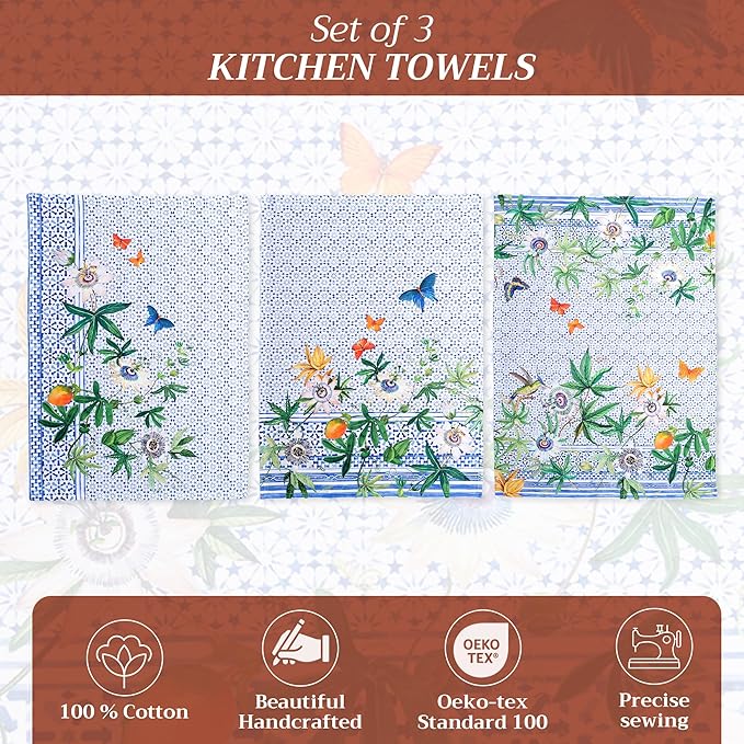 Maison d' Hermine Kitchen Towels Set of 3 100% Cotton 27.50" x 20" Reusable
