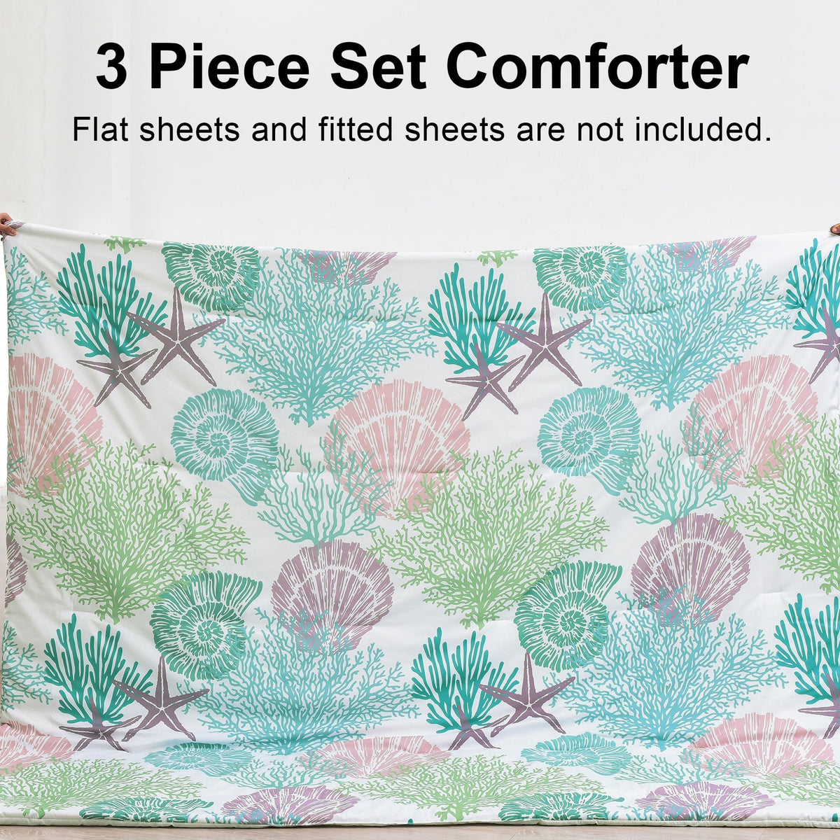 Tritard Coastal Comforter Set King Size 3 Piece, Soft Beach Themed Comforter, Ocean Nautical Lightweight Bedding Sets for All Seasons, (1 Reversible Comforter and 2 Pillow Shams), 104''x90'', C5