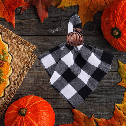 STMK Thanksgiving Day Napkin Rings, Rustic Harvest Pumpkin Napkin Rings, Alloy Napkin Holder for Halloween Fall Thanksgiving Day Table Decorations (Harvest Pumpkin, 6)