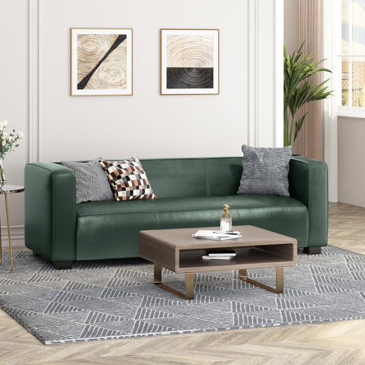 Merax Mid Century Modern 3 Seater Sofa with Birch Wood Legs, 80" Wide Smooth Upholstered Couch for Living Room, Apartment, Green