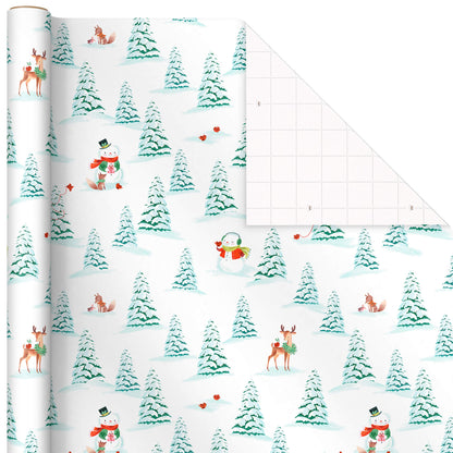 Hallmark Christmas Wrapping Paper Rolls, Holiday Gift Wrap (Pack of 3: 120 sq. ft. ttl) Storybook Critters, Snowmen, Green and Blue Plaid