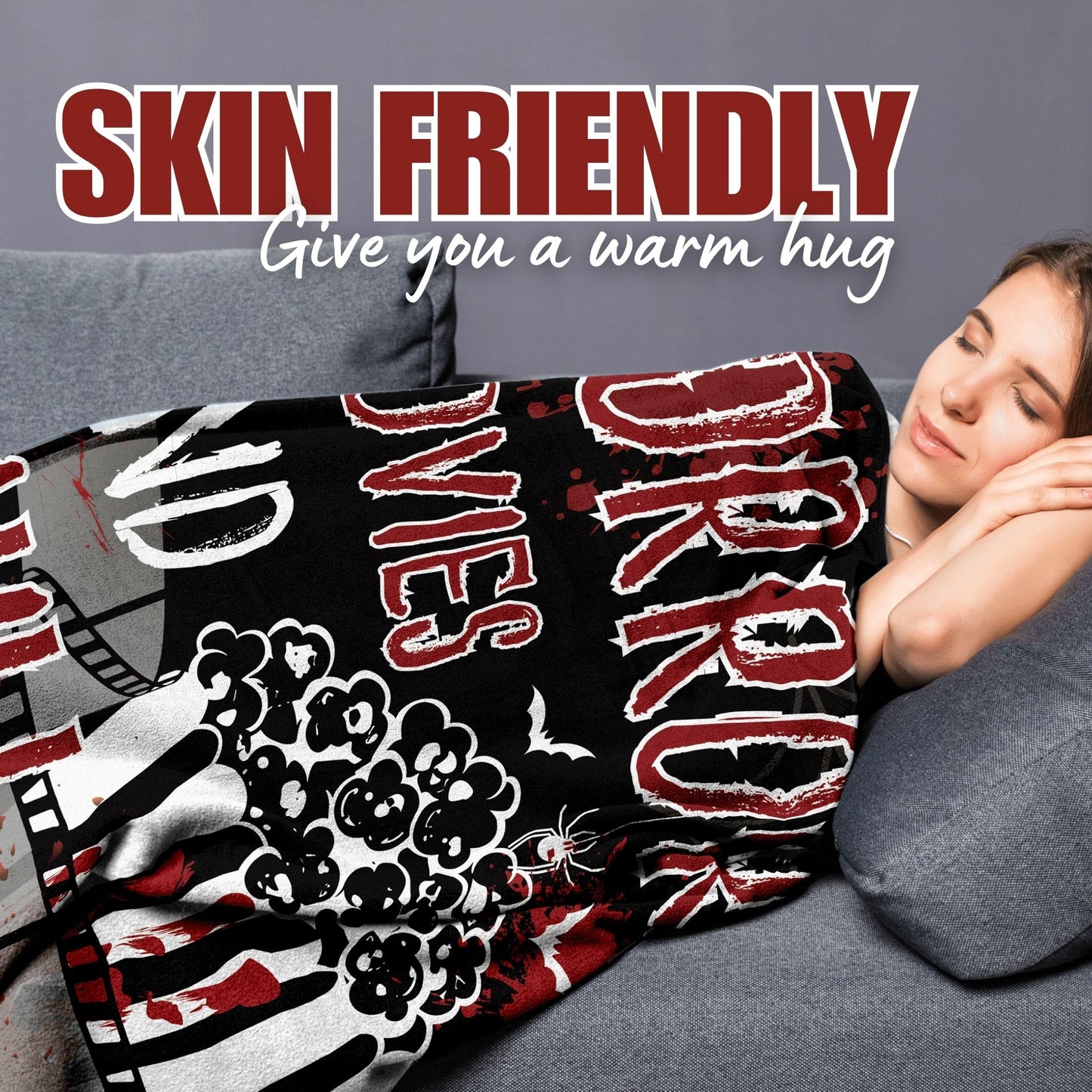 Huglanket Horror Movie Blanket for Horror Movies Fans, Throw Blanket for All Seasons, Horror Movies and Chill