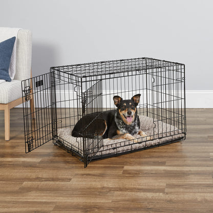 MidWest Homes for Pets Newly Enhanced Double Door iCrate 90.42 cm (36-Inch) Long Dog Crate, Includes Leak-Proof Pan, Floor Protecting Feet, Divider Panel & New Patented Features, Black, Model 1536DDU