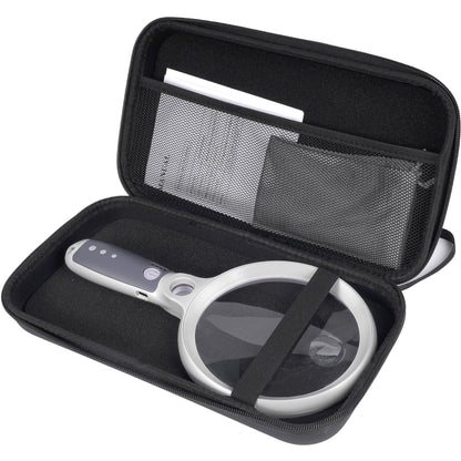 Large Magnifying Glass with 37 LED Light and Case, 10X 20X 45X Handheld Illuminated Lighted Magnifier with 3 Light Modes Rechargeable Magnifying Glass for Seniors Reading, Inspection (White & Grey)