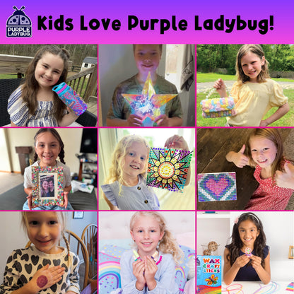 Purple Ladybug Glitter Tattoos for Kids - Includes 9 Colors, 175 Safe Temporary Tattoos Design - 5 Year Old Girls Gifts - Girls Birthday Presents - DIY Arts and Crafts Gift for Girls Aged 5-12