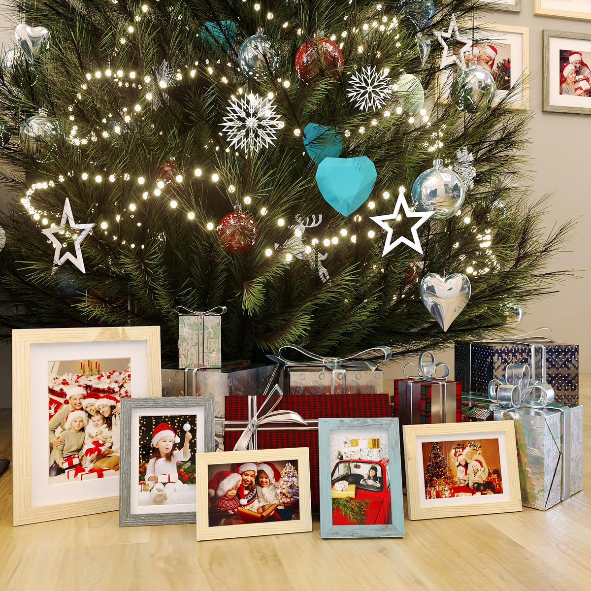 KINLINK 12x16 Picture Frame Wood Grain, Wooden 16x12 Photo Frames with Plexiglass for 11x14 Picture with Mat or 12x16 Without Mat, Perfect for Art Wall and Tabletop Display 12 x 16 frame Set of 4