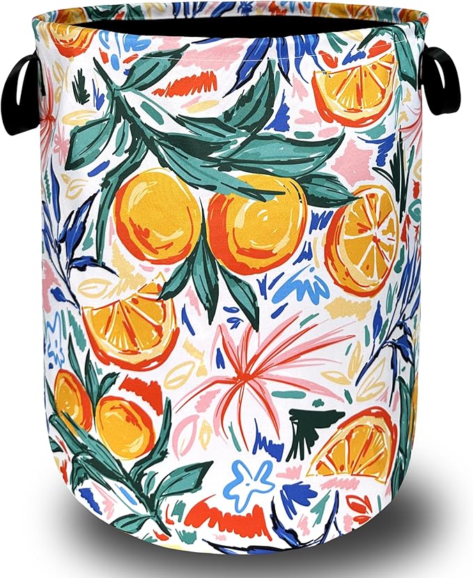 Tropical Fruit Orange Laundry Hamper Summer Colorful Laundry Basket
