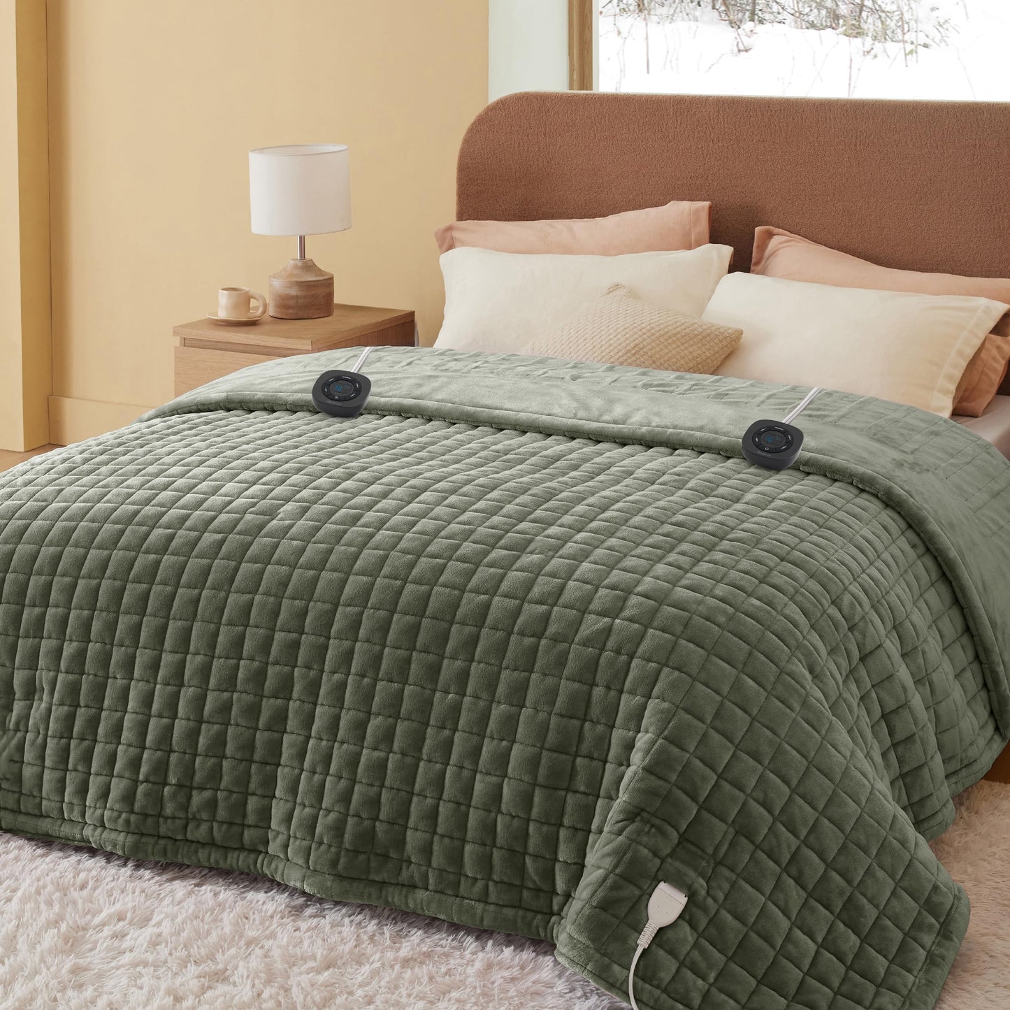 Bedsure Electric Blanket King Size - Dual Control Heated Blanket King Size, Fast Heating with 10 Time Settings & 10 Heat Settings, Warm Gift for Grandma (100x90 inches, Grey)