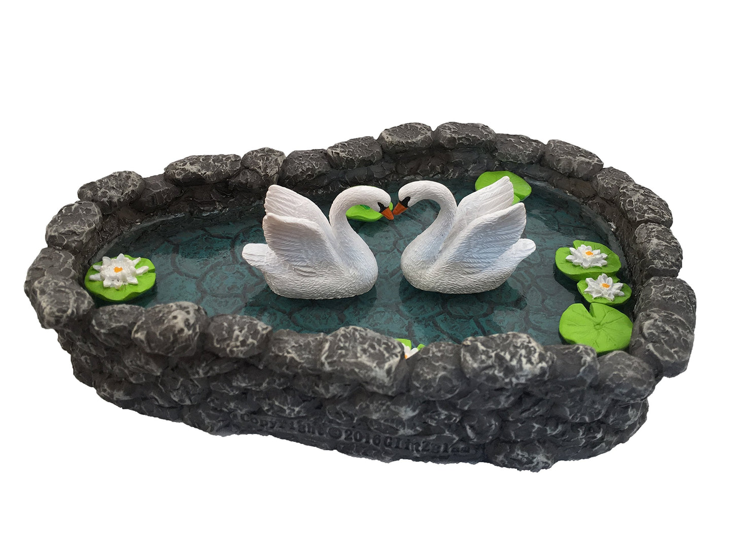 GlitZGlam Miniature Swan Pond - Love is in the Air! A Miniature Swan Pond for Miniature Fairy Garden and Miniature Garden Accessories
