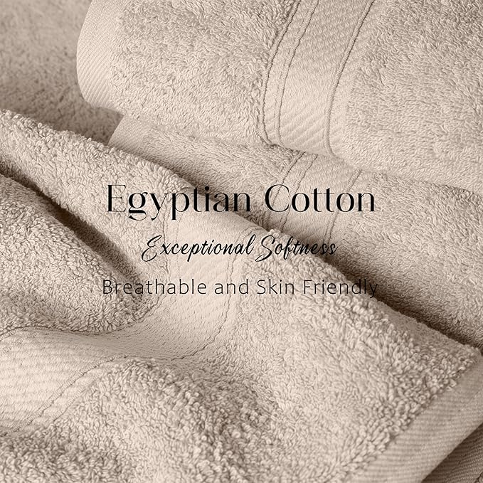 SUPERIOR Egyptian Cotton Pile 6 Piece Towel Set, Includes 2 Bath, 2 Hand