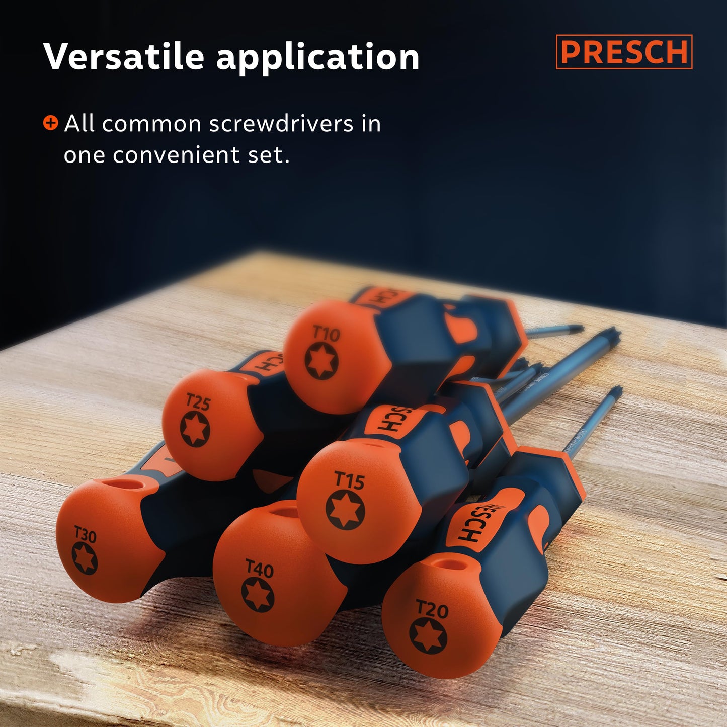 Presch TX Screwdriver Set 6 Pieces - Star Head/Magnetic Screwdriver Set - Professional Tool - T10 to T40 Screw Driver Kit