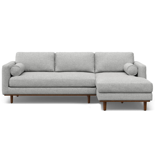 SIMPLIHOME Morrison Right Sectional Sofa in Woven-Blend Recycled Polyester Fabric, Mist Grey, 102-inches Wide, L-Shaped Couch with Right Chaise for the Living Room and Family Room
