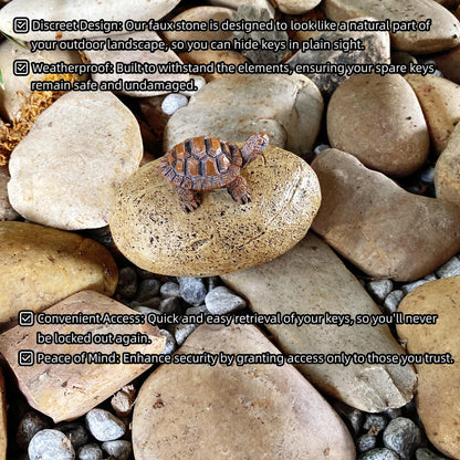 Turtle Rock Key Hider – Weatherproof Outdoor Hidden Key Box, Resin Garden Statue with Secret Compartment for Spare Keys, Yard Garden Patio Décor, Discreet Hidden Storage