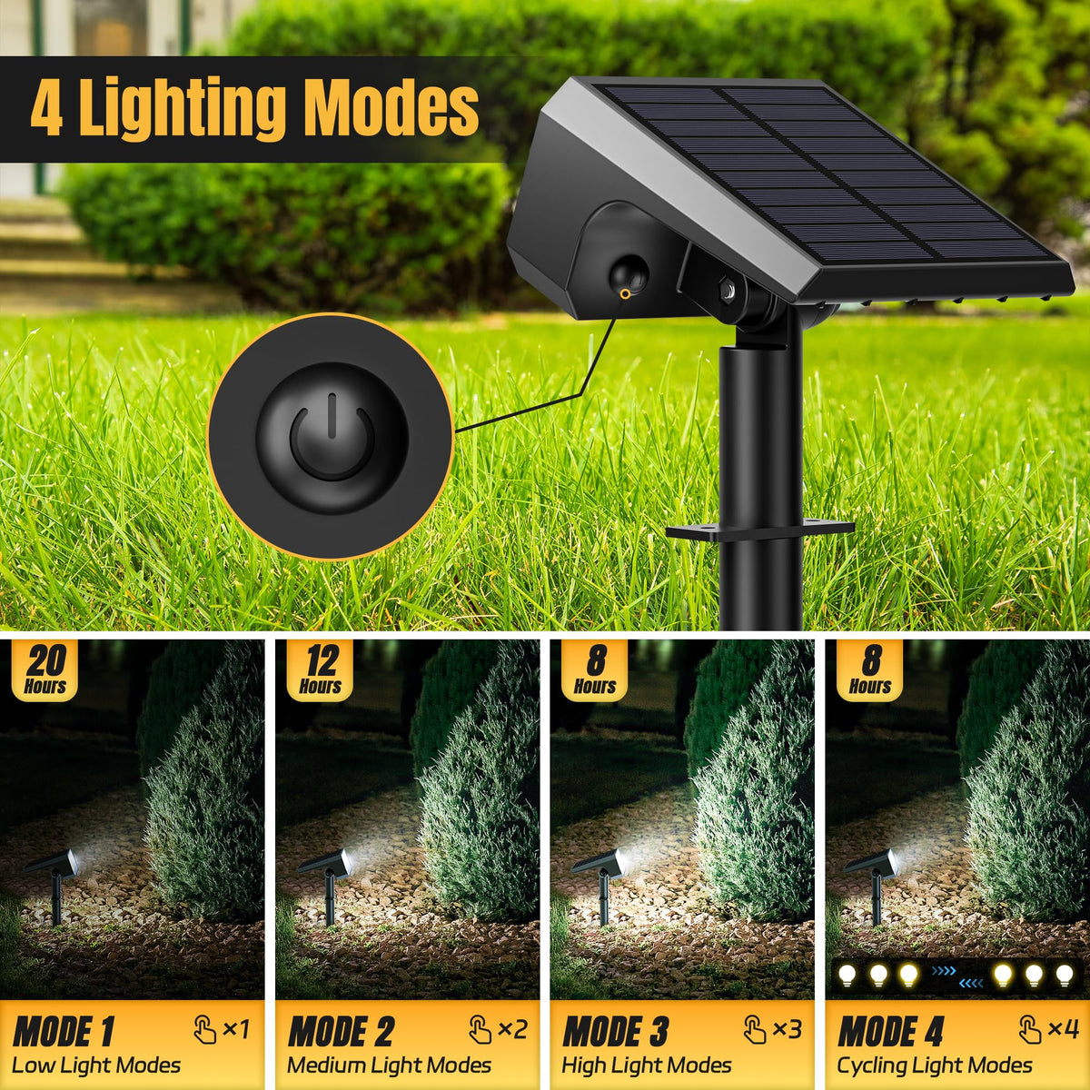 Flaow Solar Spot Lights Outdoor, [10 pack/118 LED] 4 Modes Auto On/Off Solar Landscape Spotlights, Ip67 Waterproof Solor Powered Pathway Lights for Outside Yard Garden Walkway Tree Patio (Cool White)