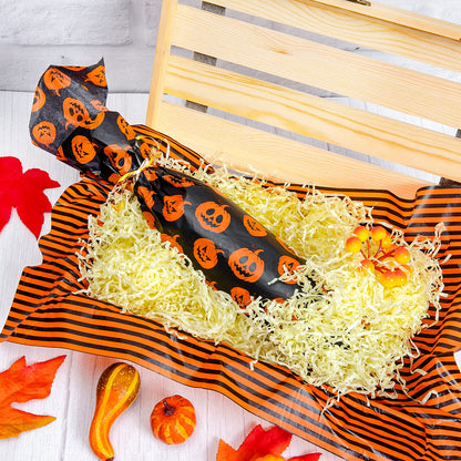 Whaline 90 Sheets Halloween Tissue Paper Black Orange Pumpkin Wrapping Tissue 19.7×13.8 Inch Halloween Cobweb Plaids Dot Stripe Art Tissue Paper for Halloween Party DIY Craft Gift Decor, 6 Designs