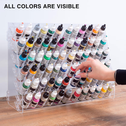 Plydolex Acrylic Paint Organizer - 60 Paint Bottle Holes Compatible with Citadel Bottles - for Wall Mounting and for Desk Use - Suitable for DnD, Warhammer 40K, Pathfinder and Other Miniatures
