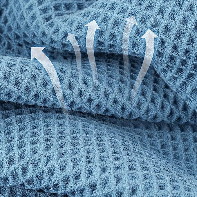 Microfiber Waffle Face Towels, 2 Pieces, Fast Drying, Lint Free 430 GSM