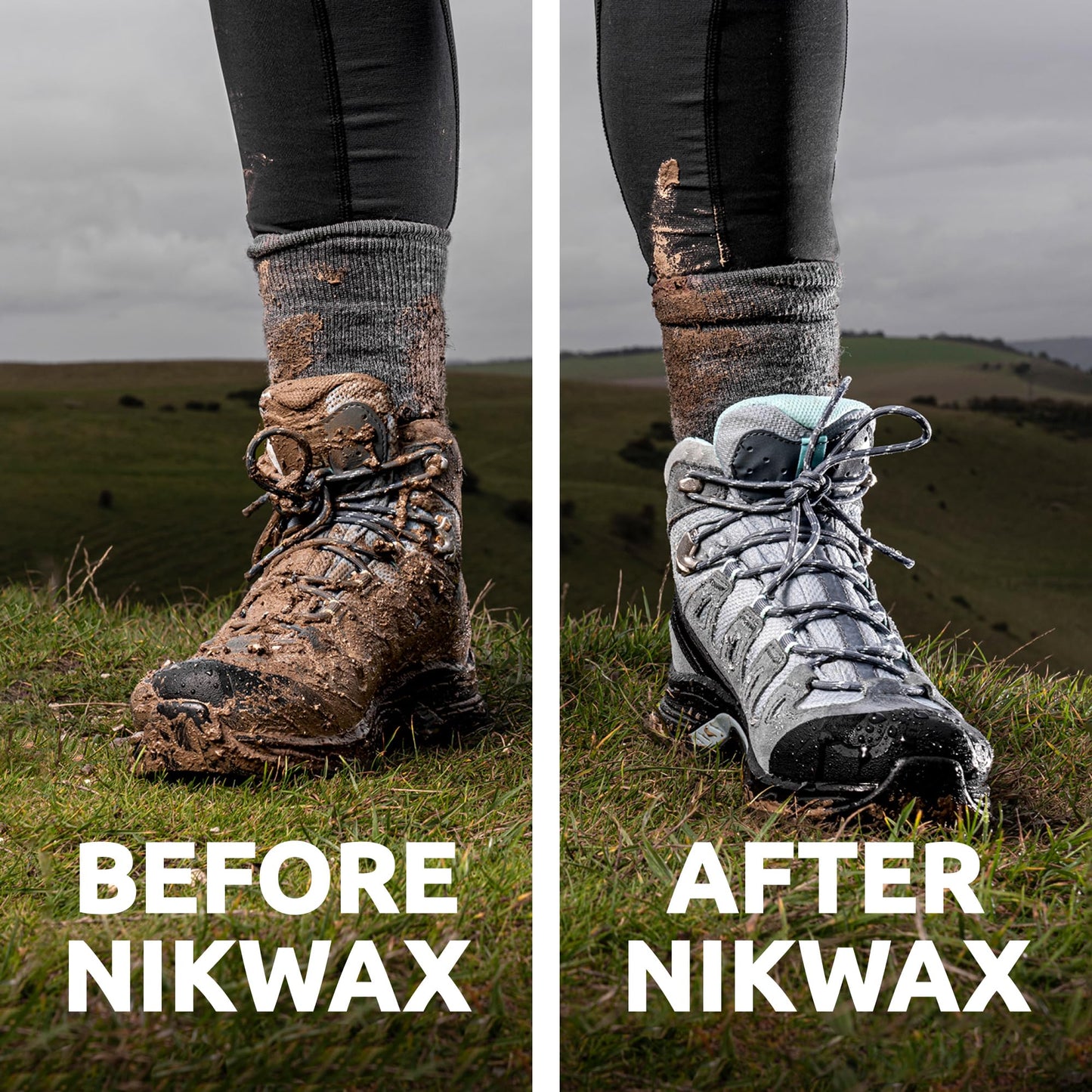 Nikwax FOOTWEAR CLEANING GEL Spray + FABRIC & LEATHER PROOF Spray Twin Pack, 2 x 300ml