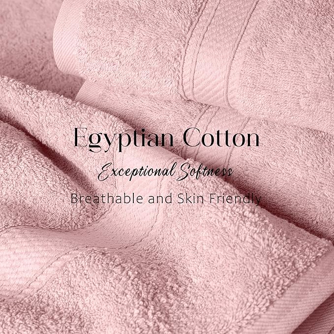 SUPERIOR Egyptian Cotton Pile 6 Piece Towel Set, Includes 2 Bath, 2 Hand