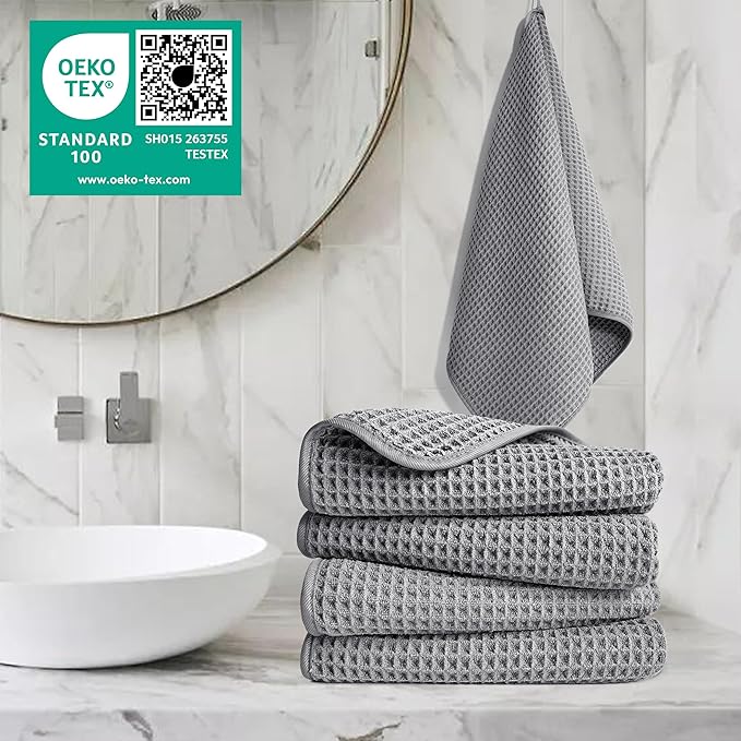 POLYTE 430 GSM Microfiber Lint Free Hand Towel, 16 x 30 in, 4 Pack