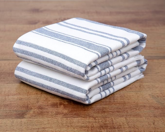 Sticky Toffee Hand Towels for Bathroom Set of 2 – 28x16 in White and Navy Blue