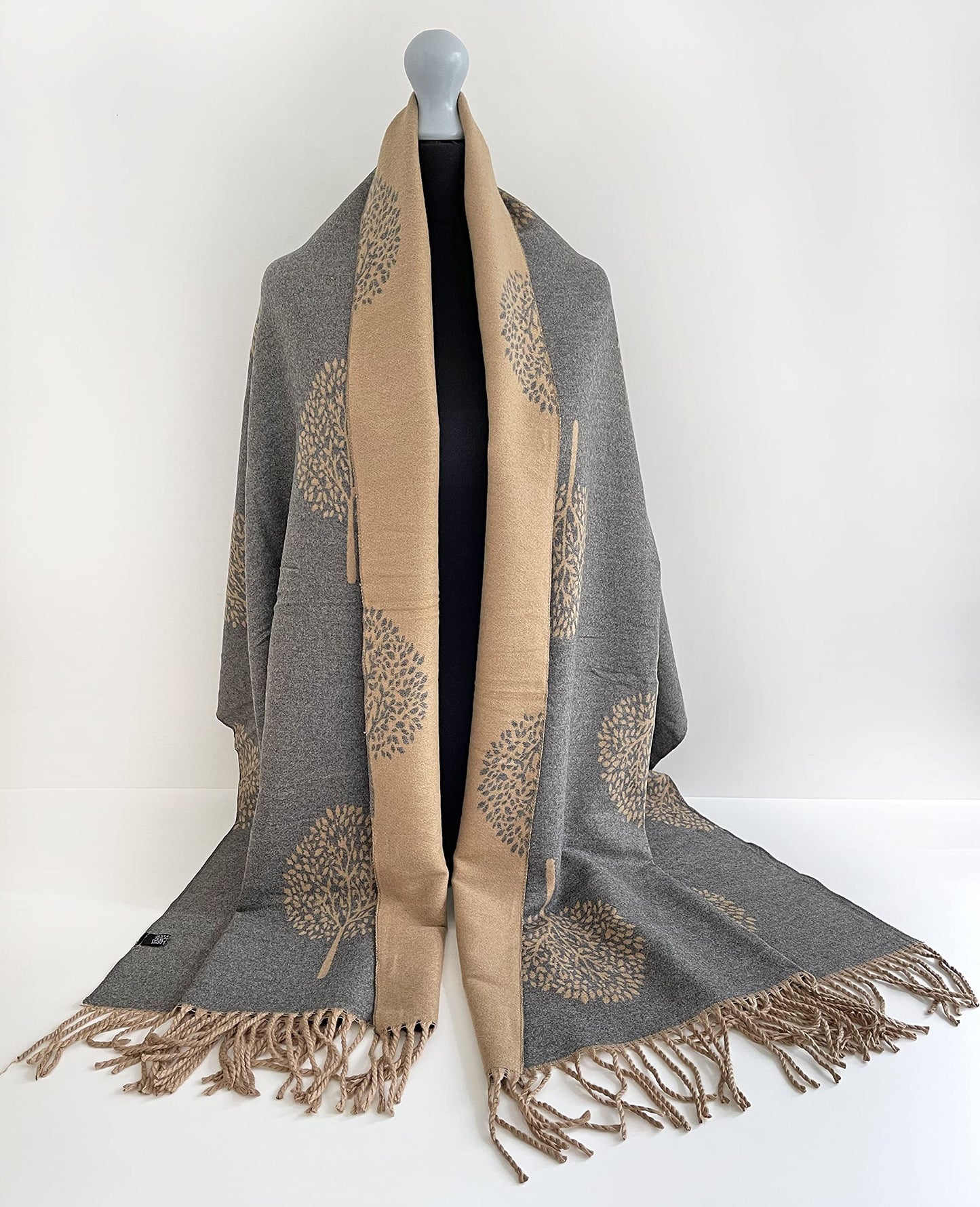 The Accessory Co. Cashmere Tree Life Blanket Scarf - Reversible Scarf Women Pashmina Shawl, Winter Scarfs Women, Large Wrap, Warm Scarf, Tree of Life Print Ladies Scarves Long Wraps, Womens Gifts
