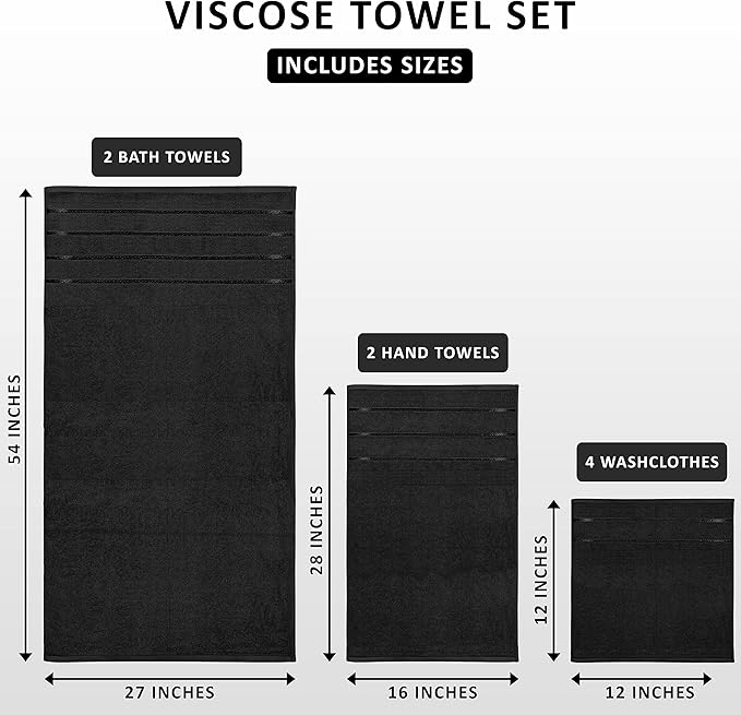 Utopia Towels 8 Piece Luxury Towel Set, 2 Bath, 2 Hand, and 4 Wash Cloths
