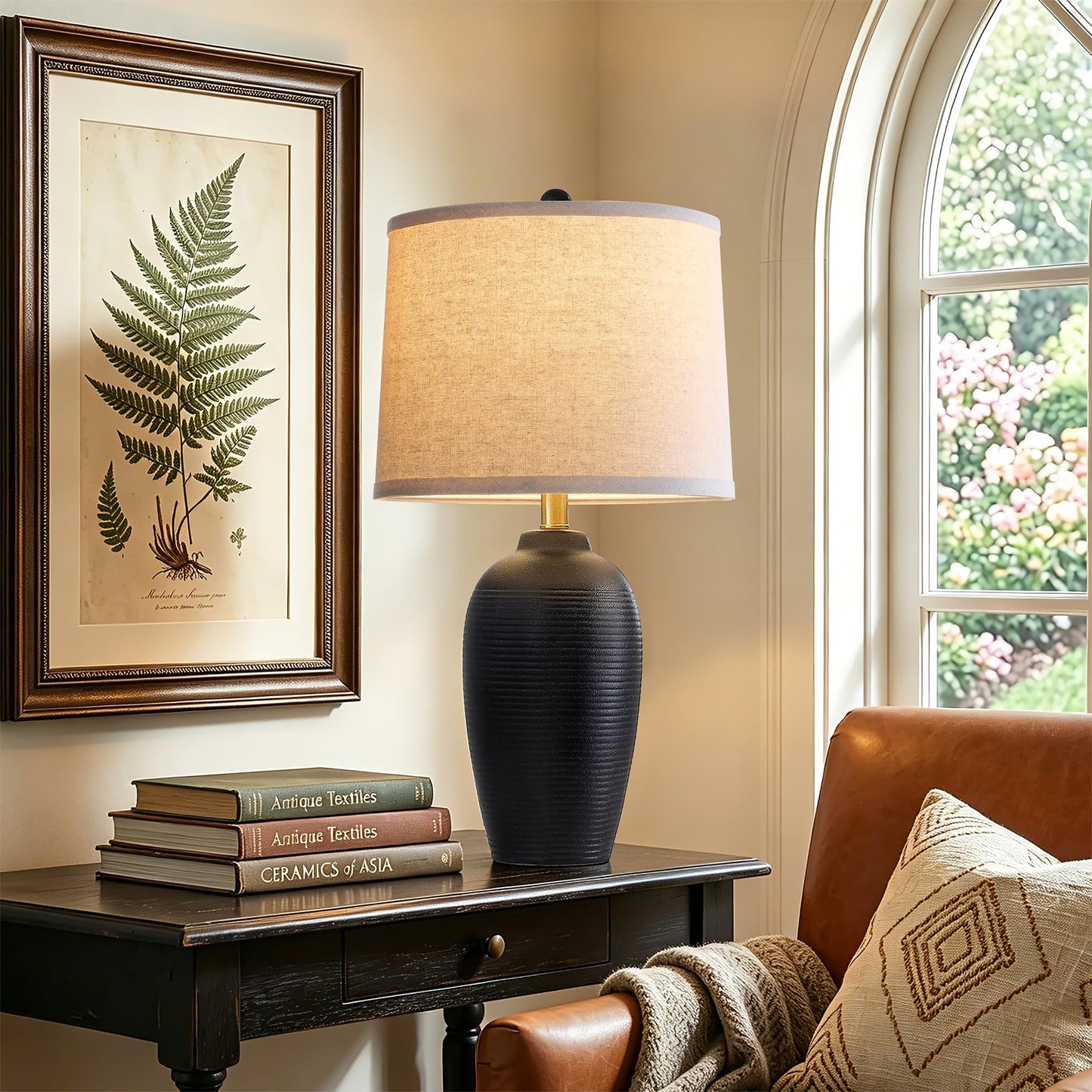 AIEAMPDO 25" Retro Vintage Ceramic Table Lamp for Living Room Bedroom