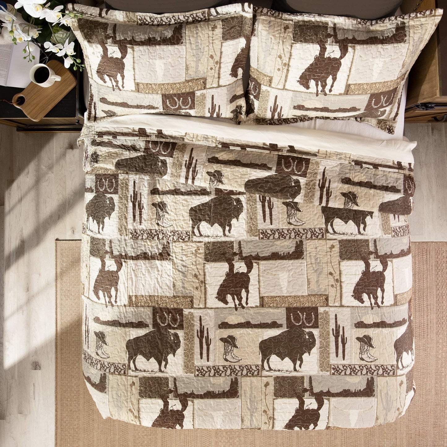Wrangler Vintage Cowboy Western 3-Piece Quilt Set, King