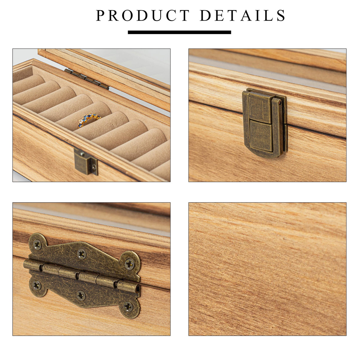 Freezing point Wood Ring Organizer Display Case Mens Ring Boxes For Multiple Rings Jewelry Storage