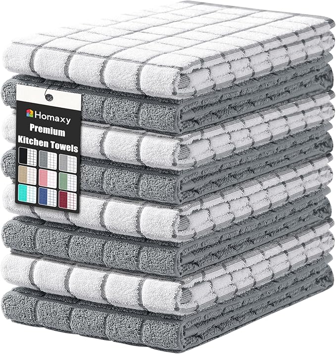 Homaxy Premium Cotton Kitchen Towels 16"x 28", Large Natural Ring Spun 390 GSM