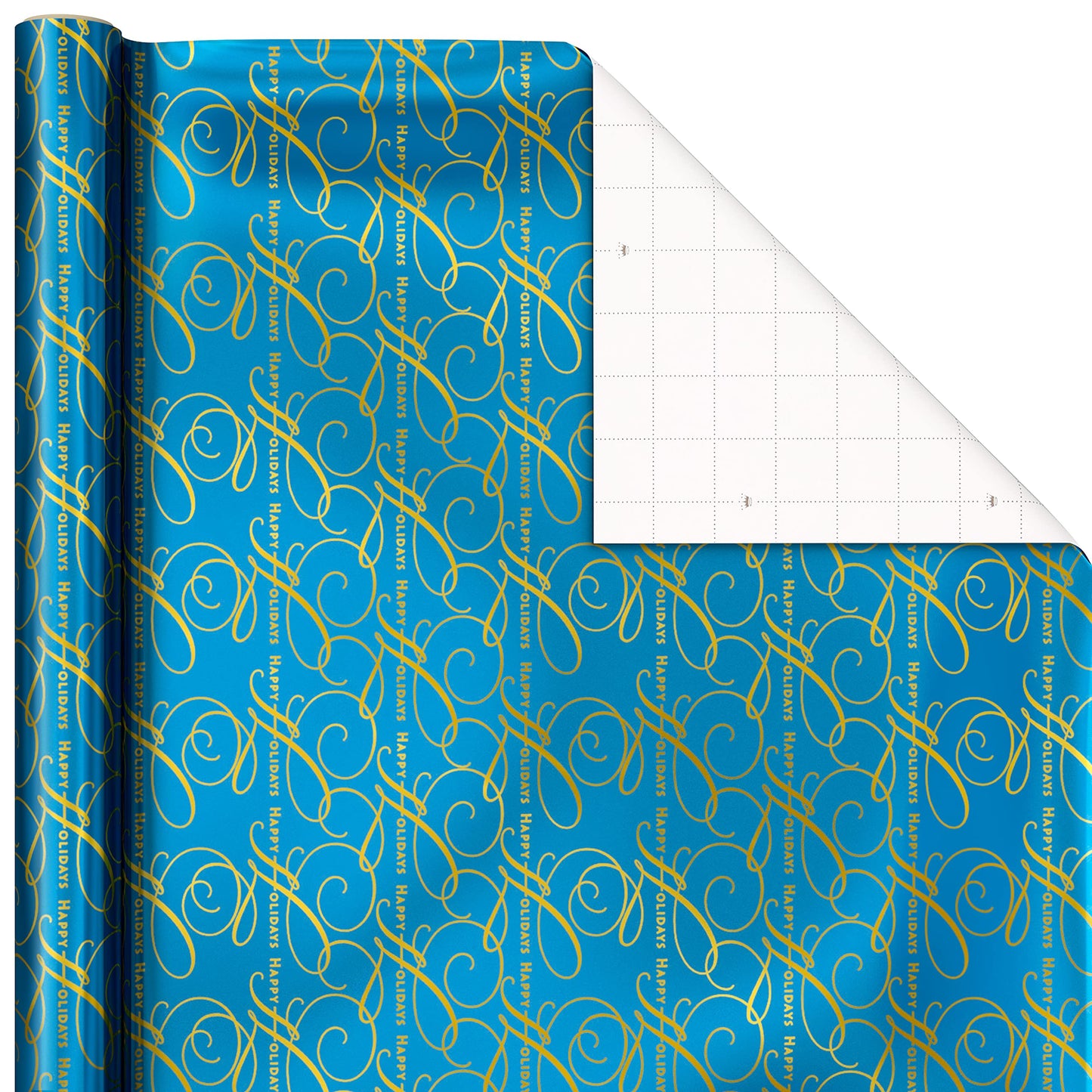 Hallmark Christmas Wrapping Paper Rolls, Metallic Foil Holiday Gift Wrap (Pack of 3: 60 sq. ft. ttl) Elegant Navy Blue and Gold for Christmas, Hanukkah, Weddings, Graduations