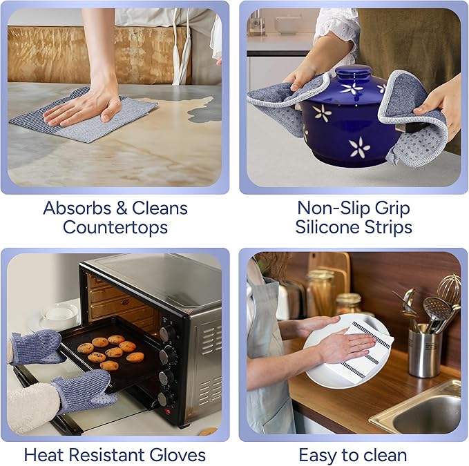 Casa Platino Mini Oven Mitts Set, 8-Piece – 500°F Heat Resistant Silicone Oven
