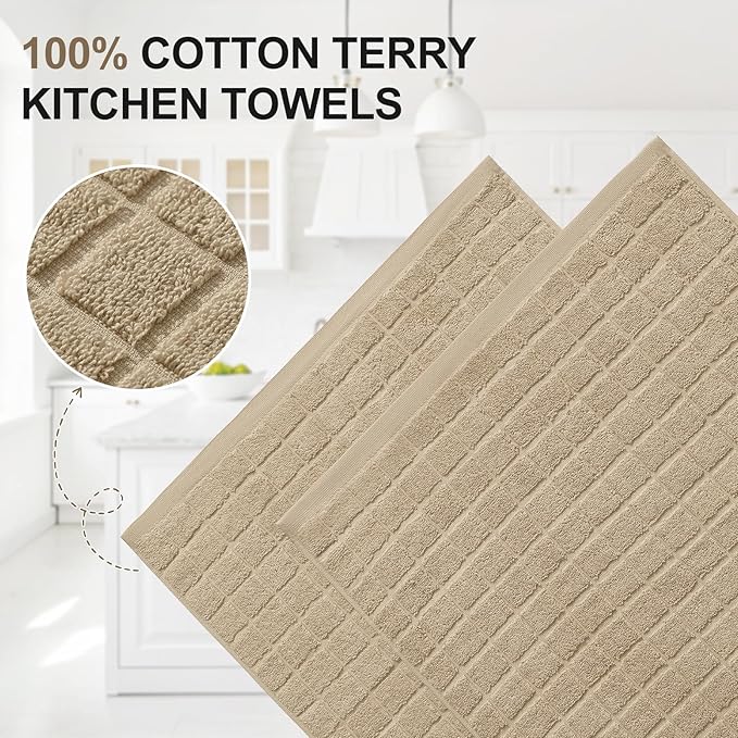 Homaxy Premium Cotton Kitchen Towels 16"x 28", Large Natural Ring Spun 390 GSM