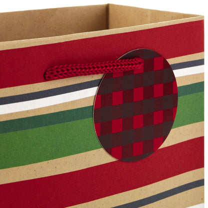 Hallmark Christmas Gift Bag Assortment, Traditional (Pack of 8 Gift Bags; 3 Small 6", 3 Medium 9", 2 Large 13") Snowmen, Red Plaid, Kraft Stripes, "Joy" Wreath