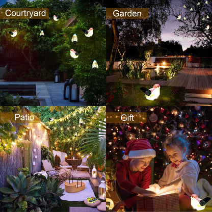JZSTOM Solar Outdoor Lights Bird Garden Statues Decor,Bird Figurine Lights with Powered LED, Housewarming Birthday Gifts for Women, Mom (3 Pack)