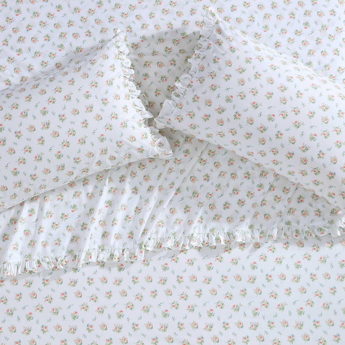 Laura Ashley - King Sheet Set, Breathable Percale Cotton Bedding, 200 Thread Count, Floral Home Decor (Roseford Orange, King)