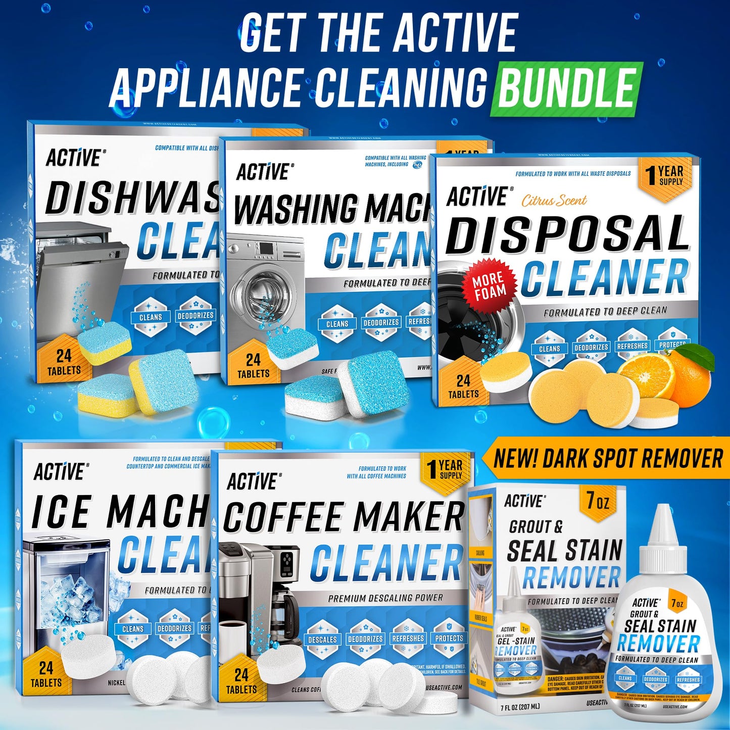 Mould Stain Remover Gel Cleaner - ACTIVE Heavy Duty Stain Cleaner for Front Loader Washing Machine Seal, Rubber Gasket, Bathroom Grout, Shower, Caulk - Front Load Washer Cleaning Solution - 7 Fl Oz