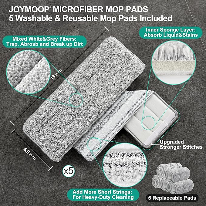 JOYMOOP Mop and Bucket with Wringer Set, Hands Free Flat Floor Mop and Bucket