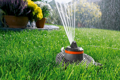 GARDENA Comfort Part and Full Circle Sprinkler Tango: circular sprinkler 2 in 1: Partial and popular rice sprinkler, water quantity and Adjustable range, for areas up to max. 310 m² (2065-20)