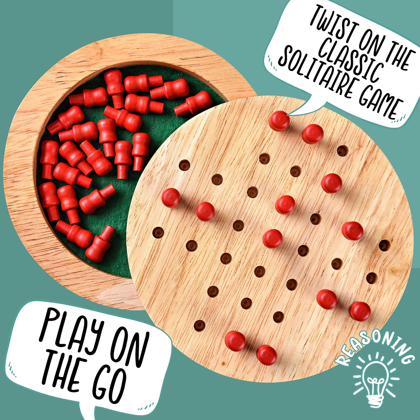 Jaques of London Solitaire Board Game | Wooden Travel Games | Pocket Games | Since 1795