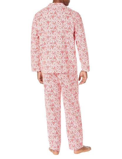 Amazon Essentials Men's Flannel Pajama Set, White Forest, Medium