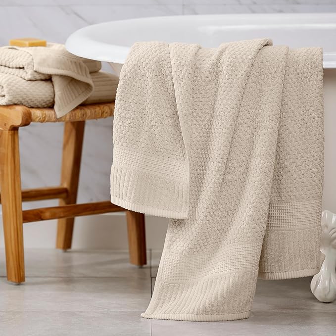 NY Loft 100% Cotton Bath Towel 4 Pack | Super Soft & Absorbent Quick-Dry Bath