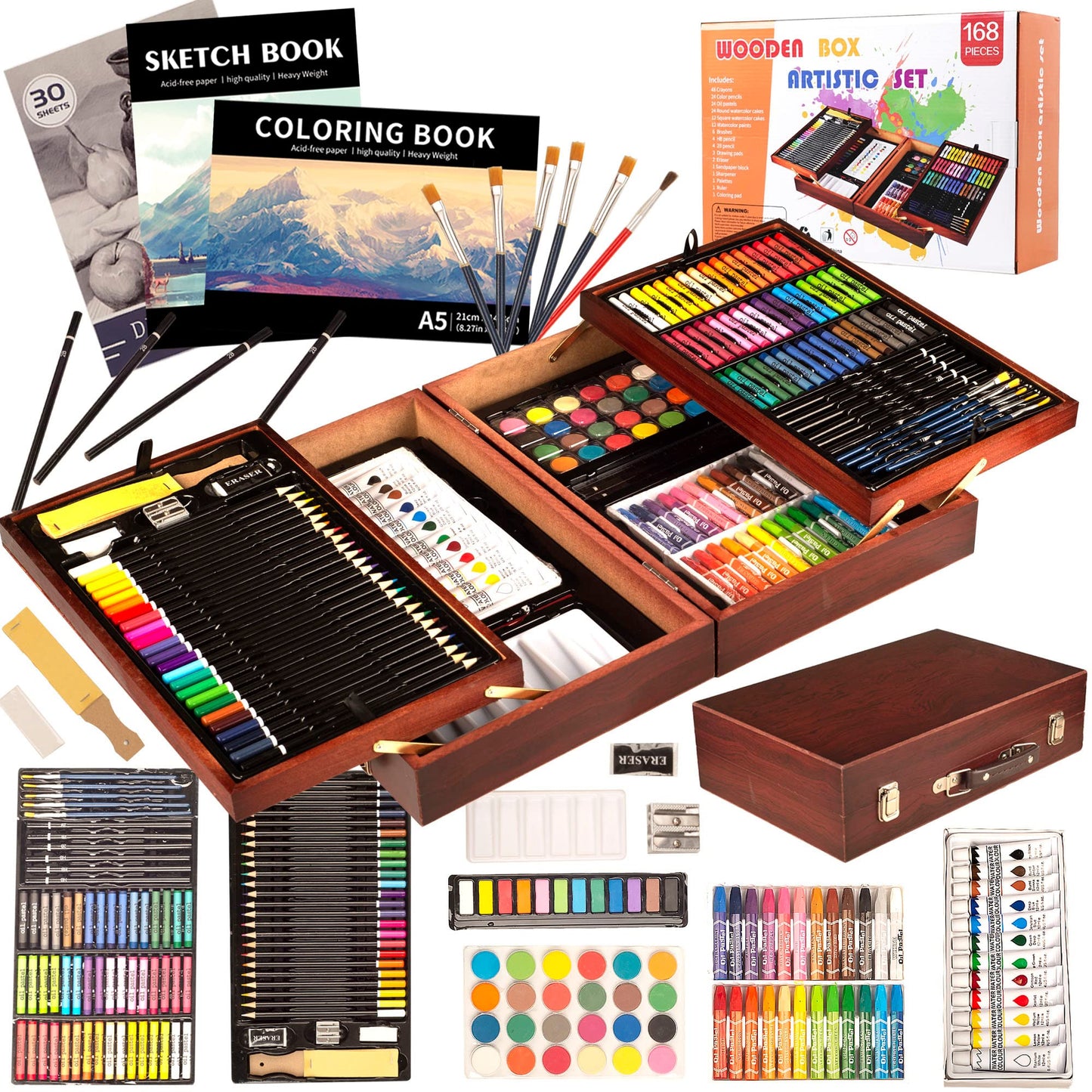 KINSPORY 168 PCS Art Set for Kids, Deluxe Coloring Drawing Art Supplies Case Gift for Teens Boys Girls 4 5 6 7 8 9 10 11 12